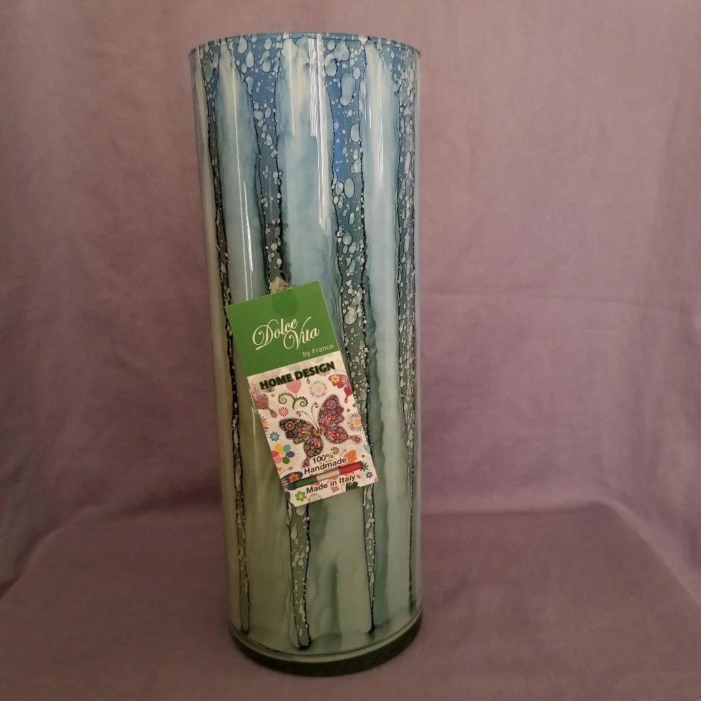 Dolce Vita by Franco Italian Art Glass Vase 9.75” Handmade NWT